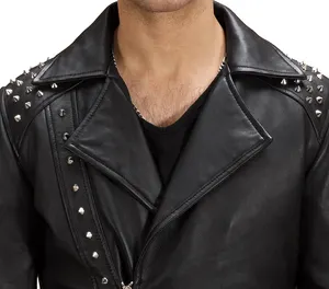 Vente en Gros Veste en Cuir Original en Peau de Mouton pour Hommes de Meilleure Qualité Dernier Design Veste en Cuir Véritable Style Motard - Product Image 1