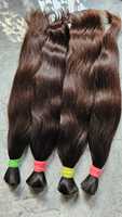 Ekstensi rambut manusia India Remy tidak ditarik ganda warna hitam alami gaya gelombang lurus 30 inci diregangkan 1kg