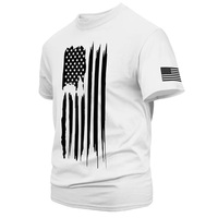 T-shirt unisexe à manches courtes en coton mélangé polyester, motif drapeau américain patriotique, écologique, séchage rapide, respirant, logo personnalisé, toutes tailles