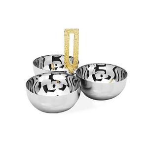 Exportador de cuencos de frutas secas de acero inoxidable, Juego de 3 piezas con decoración floral para decoración de mesa, juegos de cuencos de calidad premium - Product Image 4