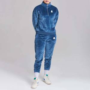 Mejor estampado Color sólido 100% algodón transpirable Zip Sweatsuit Set mujeres Stand Front Heavyweight Winter Sporty Hoodie Jogger - Product Image 1