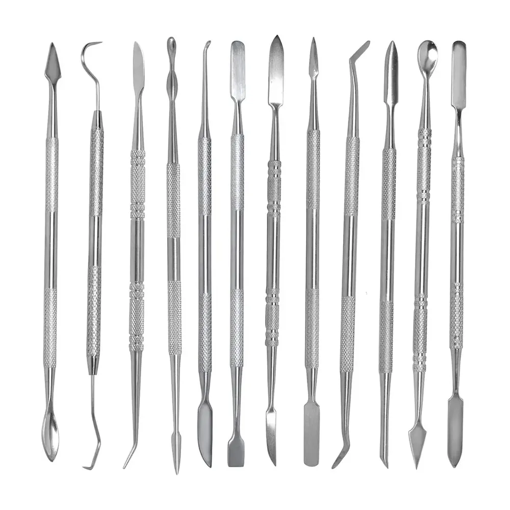 12 pièces Kit de sculpteurs de cire équipement de laboratoire ensemble d'outils de sculpture de cire Kit en acier inoxydable outil de dentiste de sculpteur de cire