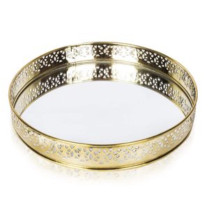 Plateau en métal en laiton avec poignées florales Ensembles d'ustensiles de cuisine antiques en laiton Assiette de mariage Vaisselle Fabricant en gros Fournisseur - Product Image 5