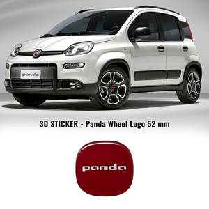 Cappucci centrali ruota rossa 3D per Fiat Panda 52 mm di diametro cromato e finitura ABS pezzo unico - Product Image 2