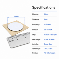 Carte en époxy cristalline RFID NFC 13,56 MHz, autocollant NFC pour médias sociaux, étiquette RFID adhésive Ntag 213 215 216, étiquettes NFC anti-métal