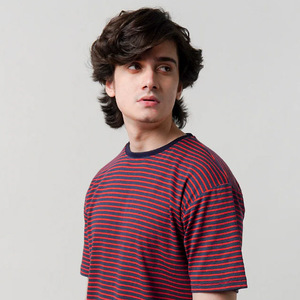 Camiseta personalizada a rayas con cuello redondo simple, textura alta, ajuste holgado, camisa de manga larga para hombre, camisetas para hombre - Product Image 5