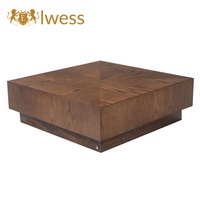 Table à thé carrée de luxe en bois massif de noyer noir, table basse de salon
