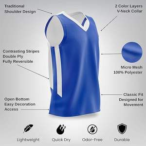 Uniforme de Baloncesto de Alta Calidad al por Mayor para Hombre y Mujer, Uniforme de Baloncesto sin Mangas para Verano a Bajo Precio - Product Image 4