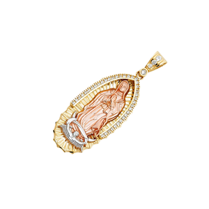 Colgante de Nuestra Señora de Guadalupe, accesorio de joyería de tendencia Chapado en tres tonos de oro de 14 quilates para mujeres, hombres, niños de fe cristiana - Product Image 2