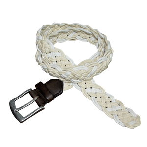 Cinturón de cuero genuino de nivel superior para hombre de diseño antiguo 100% algodón tejido a mano cintura con hebilla - Product Image 1