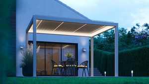Pergola motorisée imperméable en aluminium avec revêtement en poudre, lames de protection solaire pour jardin, patio, balcon, avec éclairage LED en option - Product Image 6