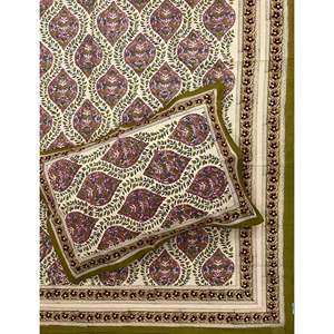 Hand Block Printed King Size 100% Cotton Double Bedsheet Pillow Cover Eco-Friendly Floral <b>Comforter</b> <b>Set</b> for Home 3 Pcs <b>Set</b> - Product Image 1