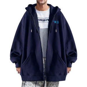 Sudaderas con cremallera de gran tamaño para hombre con acabado de lavado vintage y cremallera de metal de alta calidad Sudadera con capucha con cremallera de gran tamaño para hombre - Product Image 5