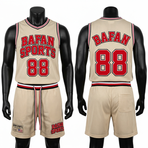 ชุดเซ็ตเสื้อยืดและกางเกงขาสั้นผู้ชาย ผ้าตาข่ายพรีเมียม 160 GSM สีเบจ แดง ดำ แต่งขอบ ระบายอากาศได้ดี พร้อมสกรีนโลโก้ตามสั่ง - Product Image 2