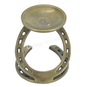 Soporte de vela de estribo de caballo con acabado antiguo de latón Portavelas ecuestre elegante de aluminio fundido Fiestas de vacaciones y Navidad - Product Image 4