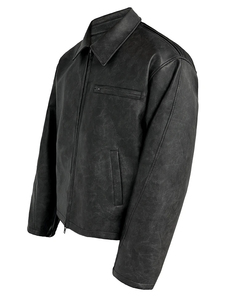 Chaquetas de moto de cuero originales en blanco liso gris Vintage de alta calidad para hombre 2025 - Product Image 4