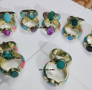 Piedra natural con diseño de latón y hueso, superventas, brazalete hecho a mano para mujer, pulsera hecha a mano 100% - Product Image 5