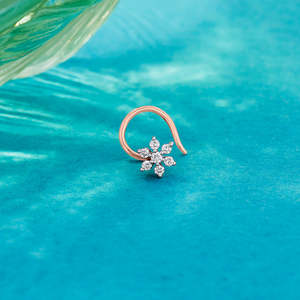 Rose Gold Plated Moissanite <b>Nose</b> <b>Pin</b> for Women Engagement Wedding Gift - Product Image 1