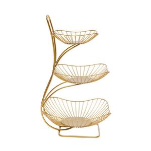 Cuenco de frutas de Metal dorado al por mayor más vendido, artículo caliente personalizado, plato pulido, bandeja de 3 niveles, cuenco para servir directamente desde la India - Product Image 5