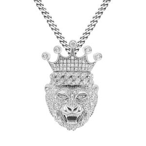 Colgante de cara de León de oro macizo de 14 quilates de la mejor calidad con VVS Diamond Hip Hop Style Joyería fina para fiesta y boda en India - Product Image 1