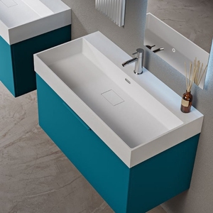 Elizabeth Matt Lavabo semi-encastré en résine blanc 91x45x11.5 cm Lot de 1 - Product Image 3