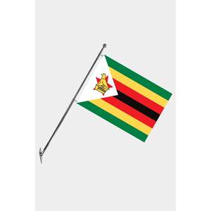 Ensemble de mât de drapeau télescopique Zimbabwe, fixation murale, aluminium et impression numérique, drapeaux en polyester 3x5 pieds pour les agences d'assurance et de voyages - Product Image 1