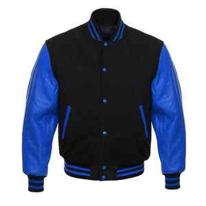 Veste universitaire pour homme sur mesure, bon marché, chaude, en laine, manches en cuir, avec col à capuche, décoration brodée, taille XL, vêtement long - Product Image 4