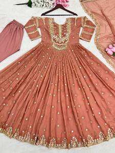ชุดผ้า Anarkali เย็บปักลวดลายผ้าจอร์เจีย - Product Image 4