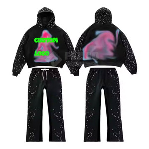 Custom Color Logo Men's Winter Streetwear <b>Tracksuit</b> 100% Cotton Fleece Elastic Waist Side Pockets Breathable Quick Dry Solid - Product Image 1
