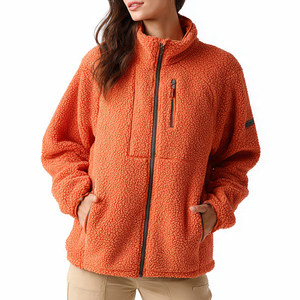 Chaquetas de Forro Polar Sherpa para Mujer, Cuello Alto, Cremallera, Abrigo de Forro Polar Sherpa, Chaqueta de Forro Polar Sherpa de Moda Urbana para Mujer - Product Image 4