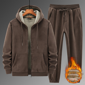 OEM Customized Logo Design Fleece Hooded <b>Velvet</b> Suit with Thickened Cotton Pants Winter Leisure Sports Warm Sweatshirt Hoodie - Product Image 6