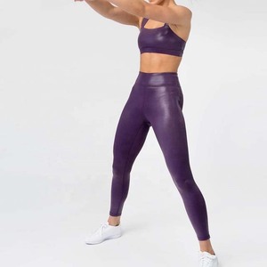 High Quality Customized Logo Sport High Waisted Pants Workout <b>Women</b> Fitness <b>Leggings</b> and Bra Set - Product Image 3