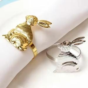 <b>Metal</b> Silver & Gold Napkin <b>Ring</b> Western Restaurant Round Broad Napkin <b>Ring</b> - Product Image 2