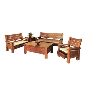 Graceful Vintage Teak Sofa Set Furniture Sofa Collections with Chairs and Coffee Tables for Living Room