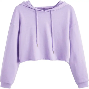 Top corto con capucha para mujer de moda popular estilo Streetwear/ropa informal de manga larga talla grande para mujer Crop - Product Image 6