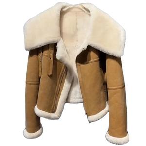 Chaqueta de cuero Premium para mujer, piel de oveja a la moda, diseño de Moto clásico de gama alta con cuello levantado y aspecto ajustado perfecto - Product Image 1