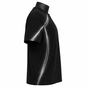 T-shirt à manches courtes pour homme, col rond, noir, 100% coton, tissu tricoté à séchage rapide, coupe décontractée, imprimé dégradé - Product Image 5