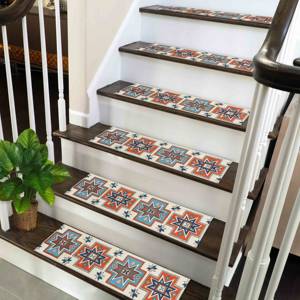Tapis imprimé à motif géométrique orange, design Kilim pour marches d'escalier, Gobelin - Product Image 5