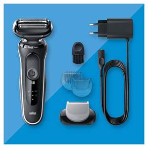 Afeitadora Eléctrica Recargable Inalámbrica Fácil de Limpiar para Hombres, con Función Húmeda/Seca, Accesorio para el Cuidado Corporal, IPX7, Blanca - Product Image 1