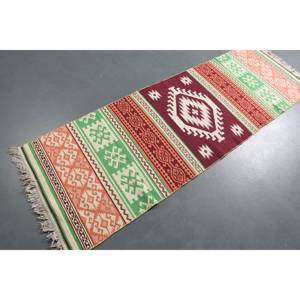 Turkish 2.6x7.8 ft Rug, <b>Runner</b> Vintage Rug, <b>Red</b> Plants & trees Wool Rug - Product Image 1
