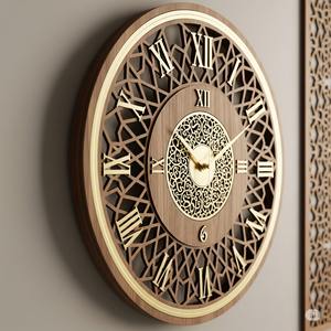 นาฬิกาแขวนผนังเรียบง่ายทันสมัยที่ทำจากไม้ทั้งหมดที่มีการเคลื่อนไหวเงียบและผิวลายไม้ธรรมชาติสำหรับใช้ในบ้านหรือสำนักงาน - Product Image 1