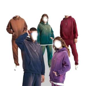 Sudadera con capucha de invierno Unisex personalizada de alta calidad de gran tamaño de lana desgastada diseño Vintage ácido lavado aspecto Digital liso teñido - Product Image 2