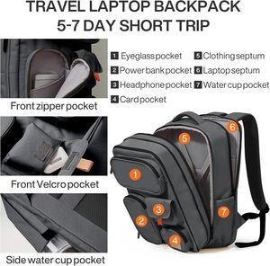 OEM Expandable Travel Backpack for Women & Men 15.6'' Laptop Carry On Weekender <b>Bag</b> Outdoor Hiking with Multifunction Pockets - Product Image 3