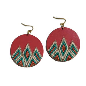 Pendientes de cuentas bordados al por mayor hechos a mano a la moda pendientes multicolores joyería artificial para pendientes de mujer - Product Image 1