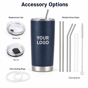Custom Logo 20oz Stainless Steel Vacuum Insulated Tumbler Slim Travel Mug <b>with</b> <b>Reusable</b> Straw and Splash Proof <b>Lid</b> for Daily - Product Image 5