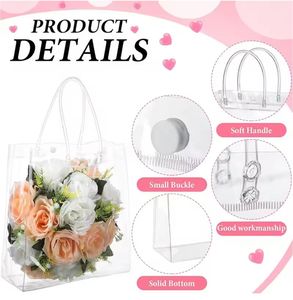 Bolsa de Compras de PVC Transparente con Base Cuadrada, Asas y Botón a Presión, con Logotipo Personalizado Impreso |   Bolsa Impermeable Premium para Ropa - Product Image 2