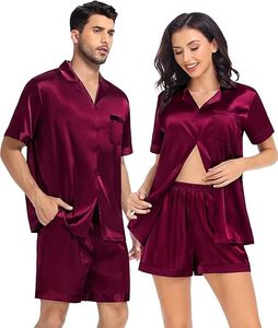 Ropa de dormir Ligera y transpirable Ropa de dormir Larga de lujo de alta calidad Hombres Ropa de dormir de seda Tejida Dos piezas Pijama de satén de seda - Product Image 1