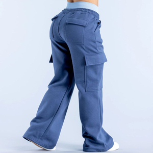 Pantalones Deportivos Cargo de Mujer Personalizados de Alta Calidad OEM, 100% Algodón, Estilo Jogger Atlético con Pierna Ancha y Logotipo Recto Holgado en la Cintura - Product Image 3