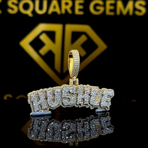 Pendentif Hip Hop personnalisé avec lettre, Pendentif lettre, Pendentif Hip Hop pour homme avec lettre en moissanite, Bijoux Hip Hop Ice Out, Pendentif bicolore - Product Image 3