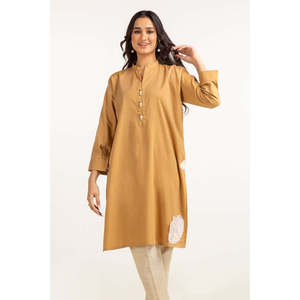 Camisa de Algodón Teñido de Amarillo para Mujer, con Bordado, Cuello Asimétrico, Estampado Floral, Larga, de Popelina y Lino, Tallas XS-XL, para Oficina - Product Image 5